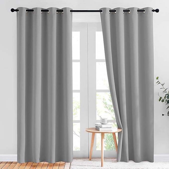 Door Curtains | Plain Design | 70% Room Darkening | Thermal Insulated Curtains | Window & Door Curtain for Living Room Bedroom (Grey | 9 Feet Set of 2)